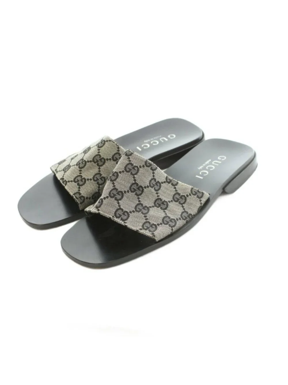Gucci GG Canvas Slide Sandals 40 Black